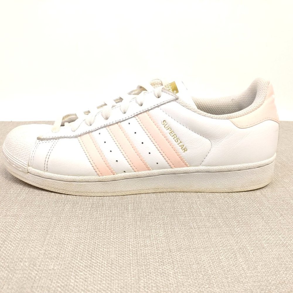 Adidas Originals Superstar Womens Shoes Size 9 White Pink Sneakers NO INSOLES
